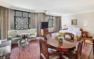 Beautiful and spacious royal suite with working station at the Madinah Hilton Hotel.