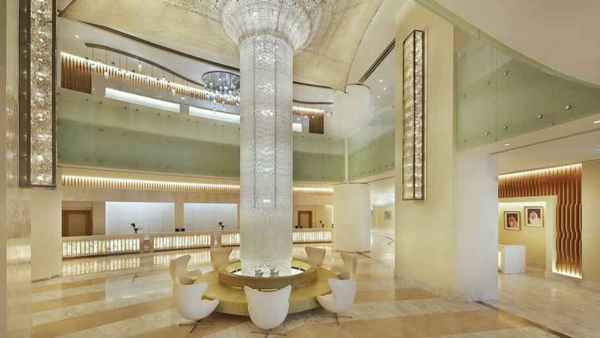 Beautiful lobby area at the Hilton Makkah Convention Hotel.