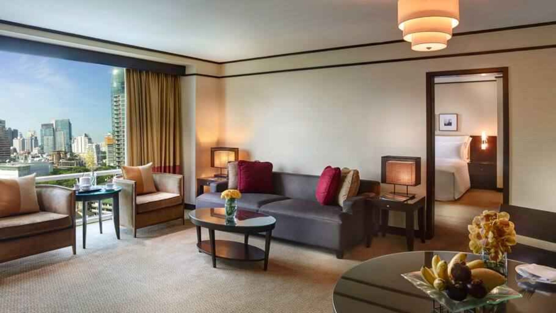 Living room perfect as workspace at the Conrad Bangkok.