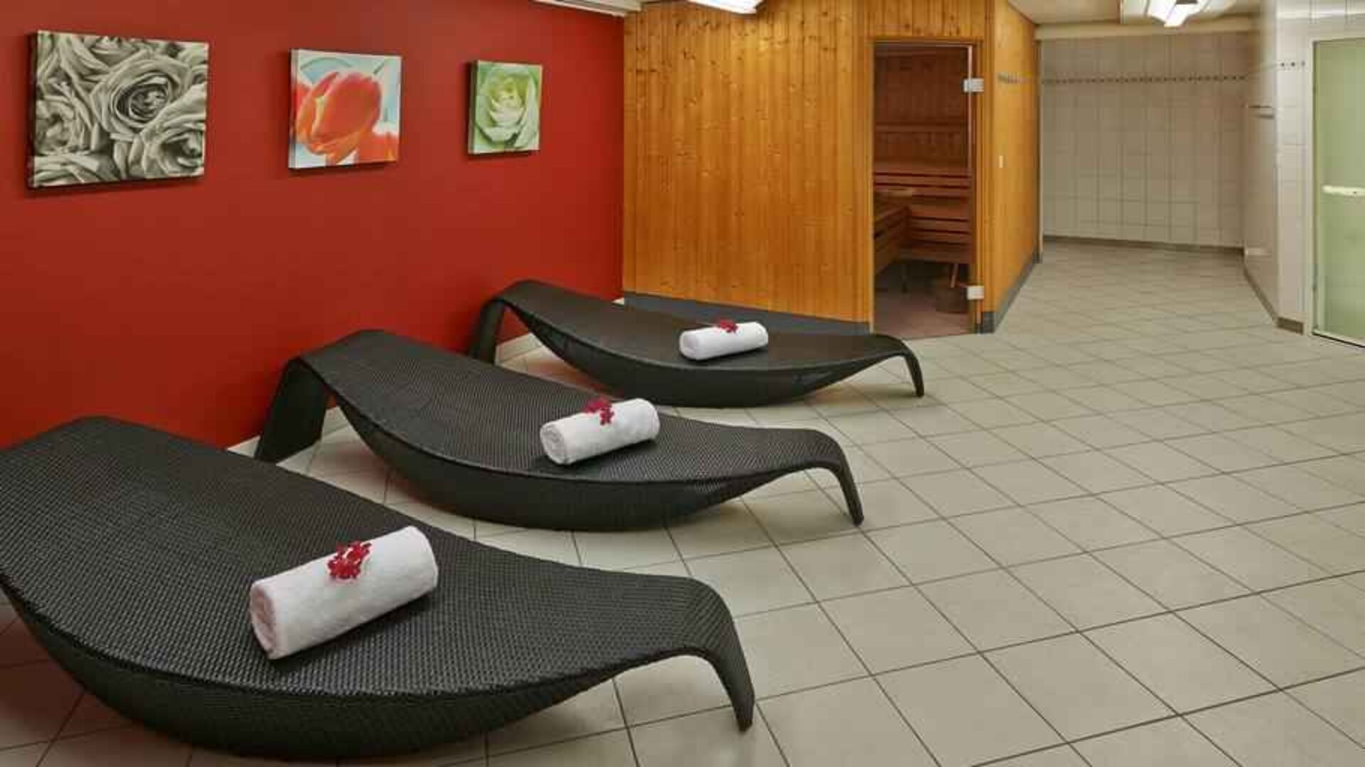 Relaxing spa area at the Hilton Zurich Airport.