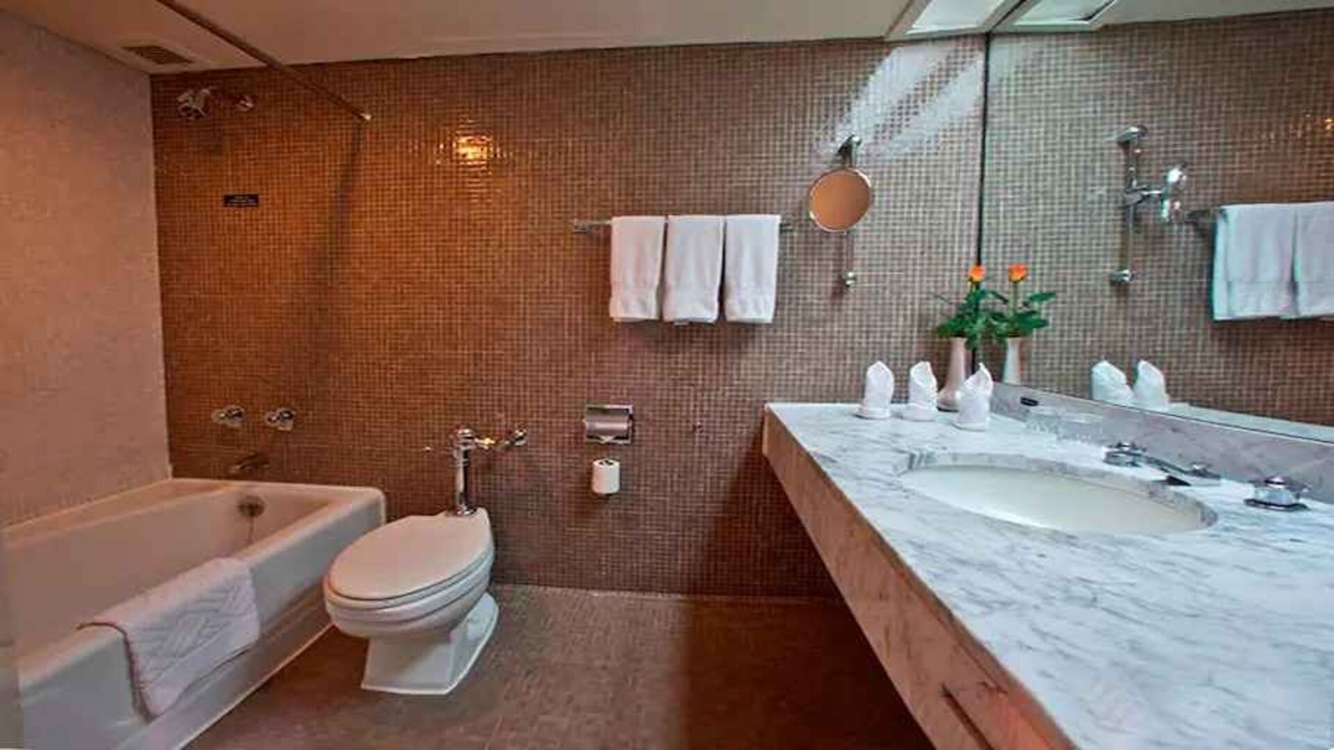 clean and spacious king bathroom with shower and bath combo at Hilton Addis Ababa.
