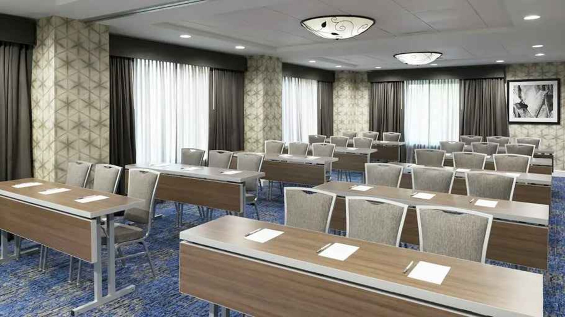 professional, well-equipped conference room at Hampton Inn & Suites Tampa-Ybor City/Downtown.