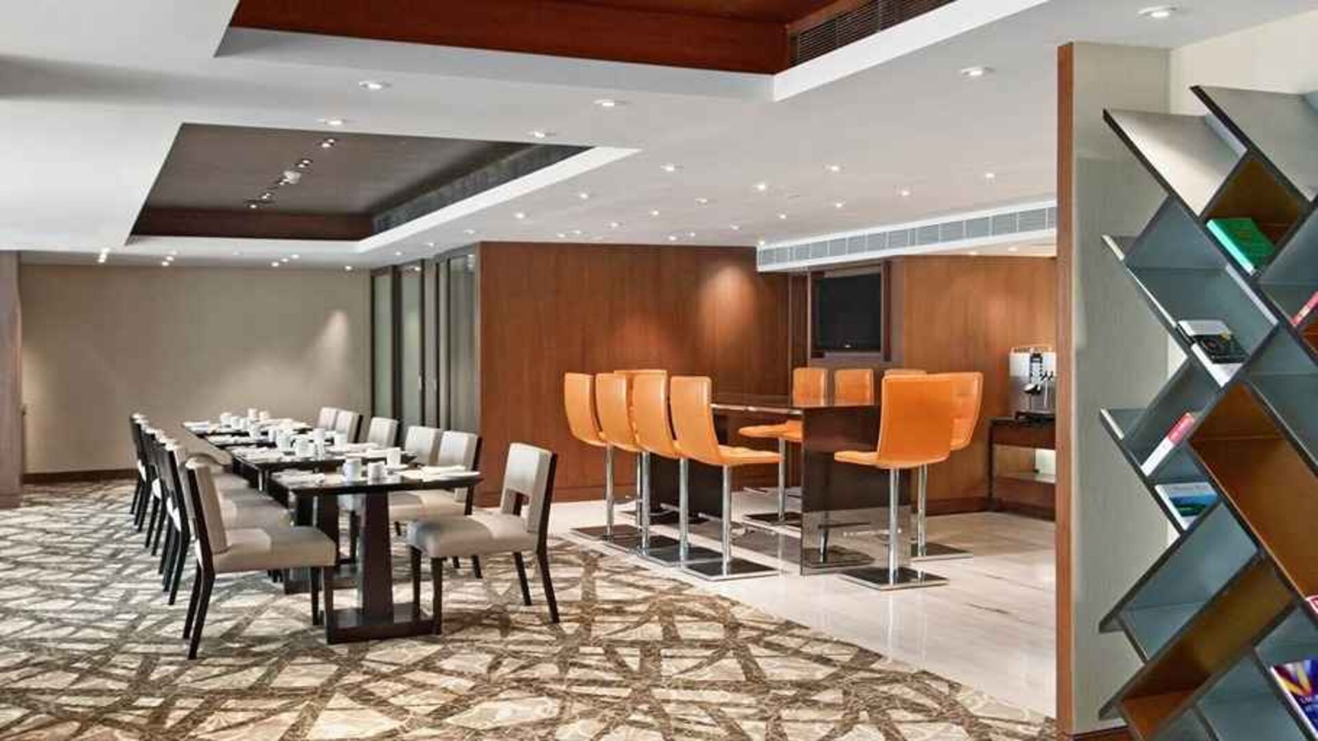 comfortable bar and coworking space at Hilton Chennai.