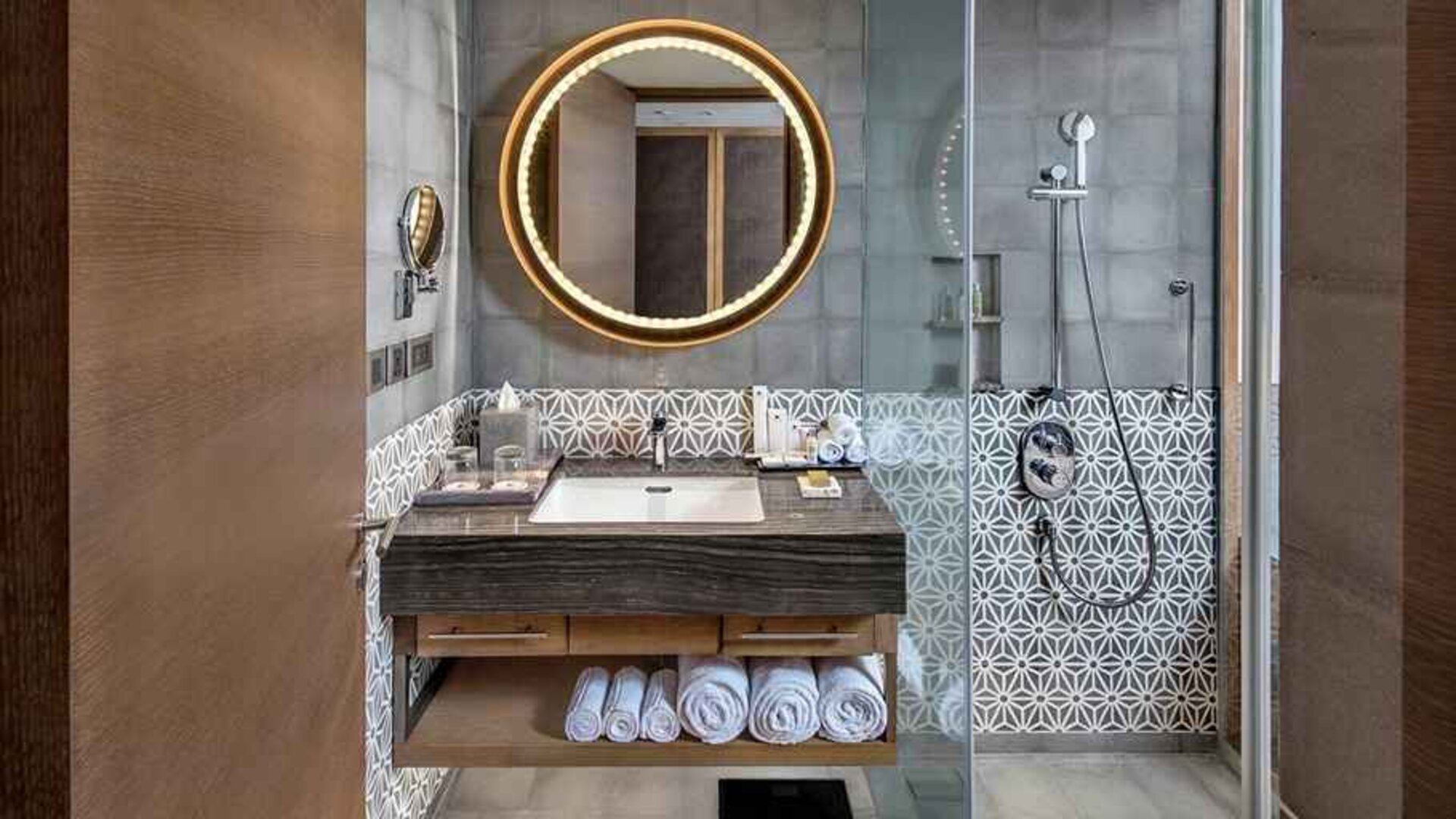 clean and spacious guest bathroom with shower at DoubleTree by Hilton Goa - Panaji.