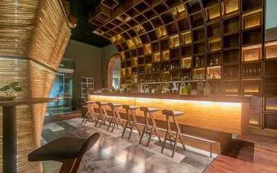 Hotel workspace along the bar at the Villa Mercedes Merida, Curio Collection by Hilton.