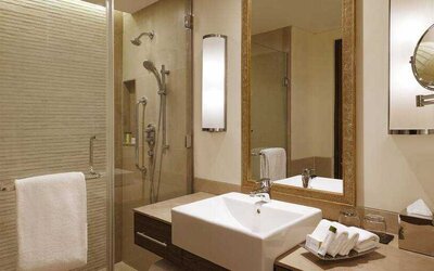 Guest bathroom at the DoubleTree by Hilton Agra.
