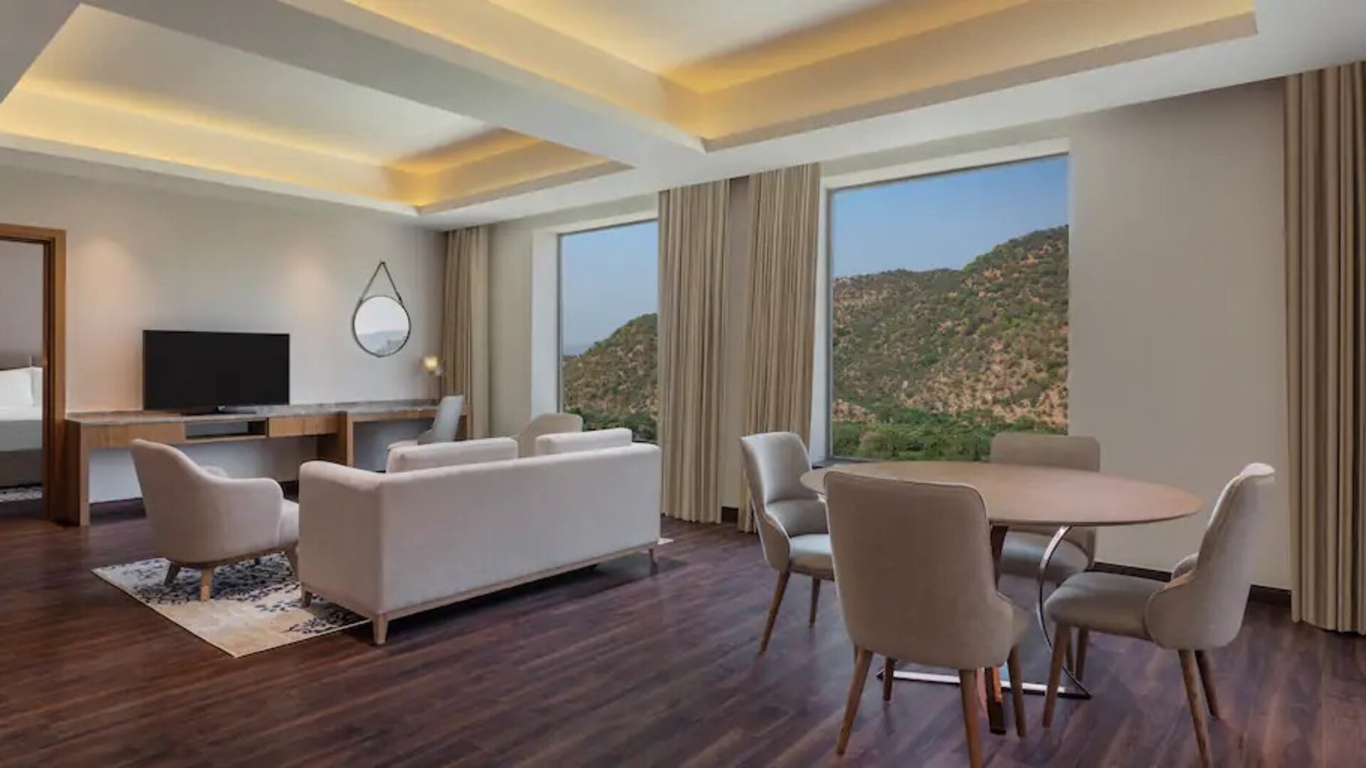 Living room perfect as workspace at the DoubleTree by Hilton Jaipur Amer.