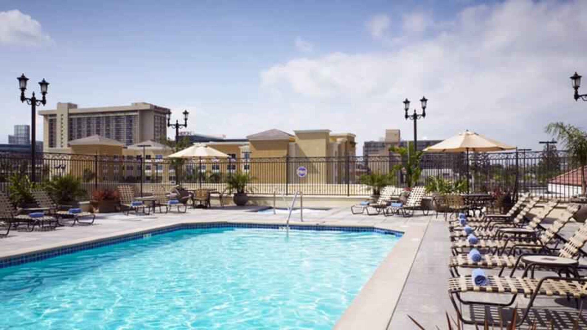 Outdoor pool area at the DoubleTree Suites by Hilton Anaheim Resort-Convention Center.