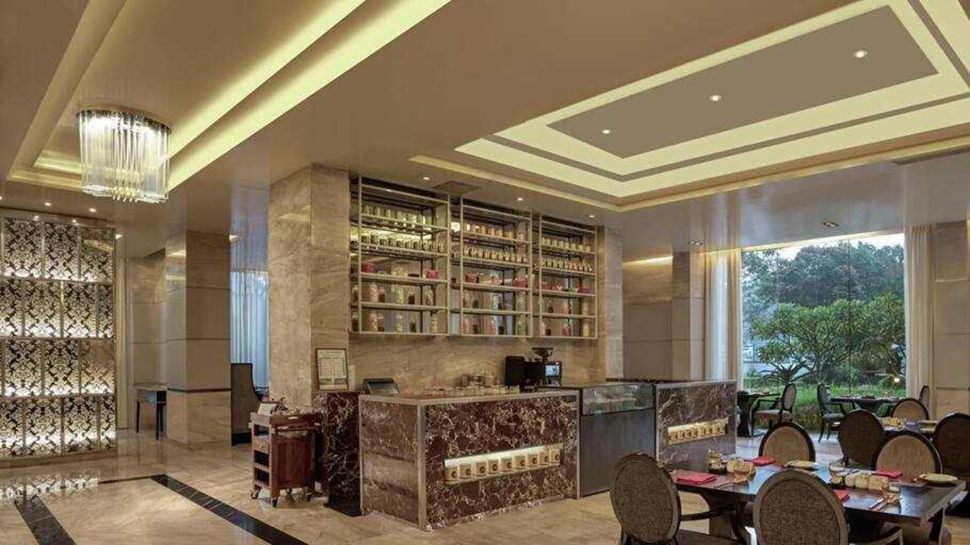 Hotel workspace at the DoubleTree Suites by Hilton Bangalore.