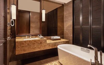 Guest bathroom at the Hilton Goa Resort.