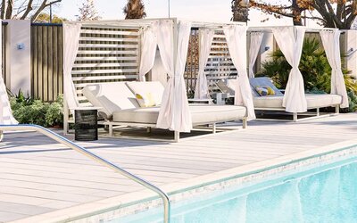 Relaxing outdoor pool at the AC Hotel By Marriott Pleasanton.