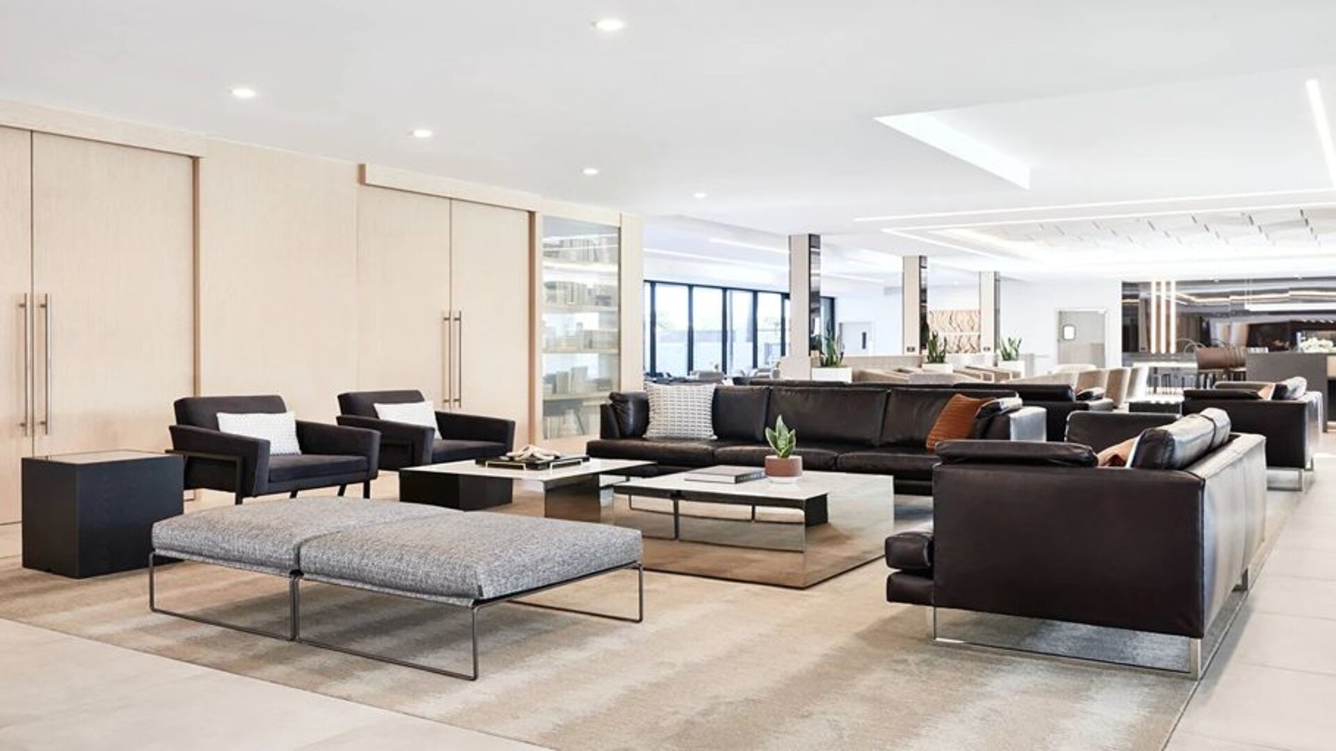 Lobby workspace at the AC Hotel By Marriott Pleasanton.