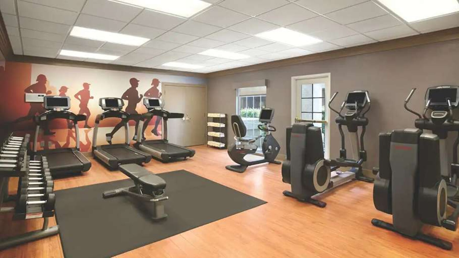 Fitness center with computers at the Hyatt House Pleasanton.