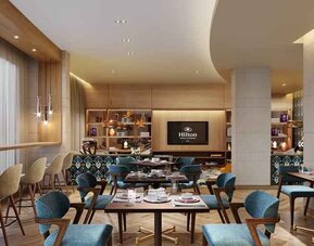 Seating area suitable for co-working at the Hilton Kinshasa.