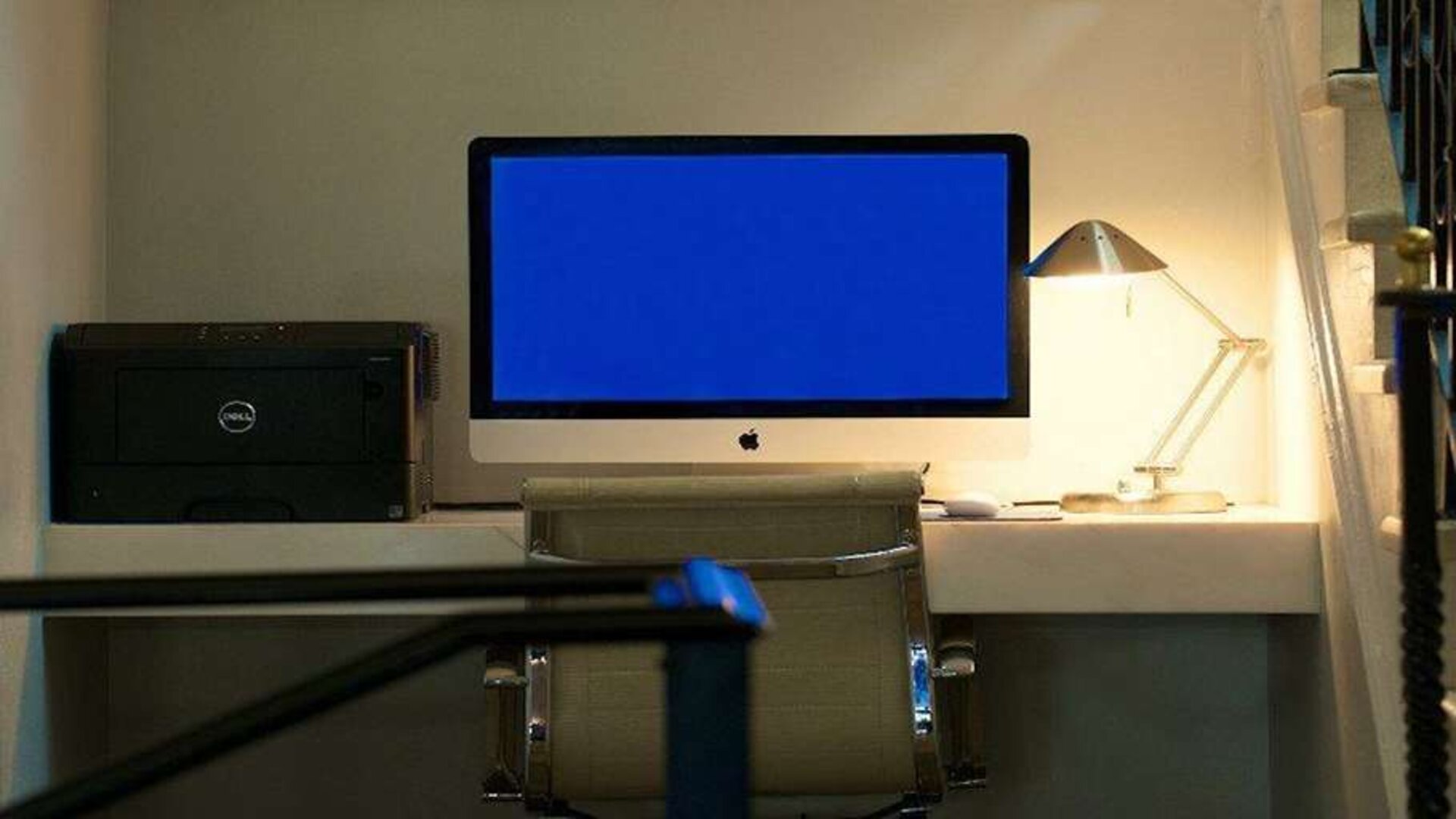 Business desk with printer at Blue Moon Hotel.