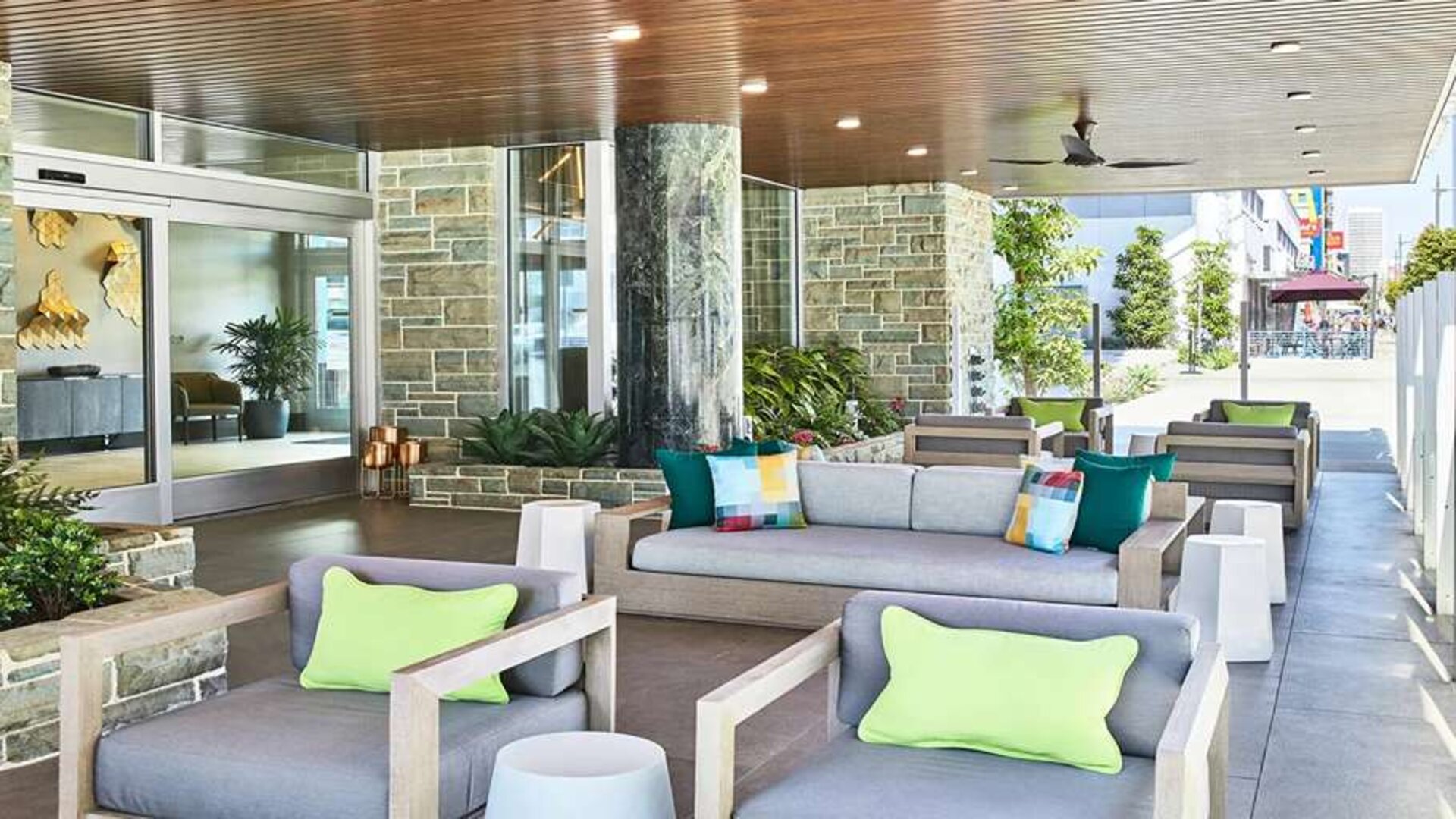 Outdoor patio perfect as workspace at AC Hotel By Marriott Beverly Hills.