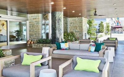 Outdoor patio perfect as workspace at AC Hotel By Marriott Beverly Hills.