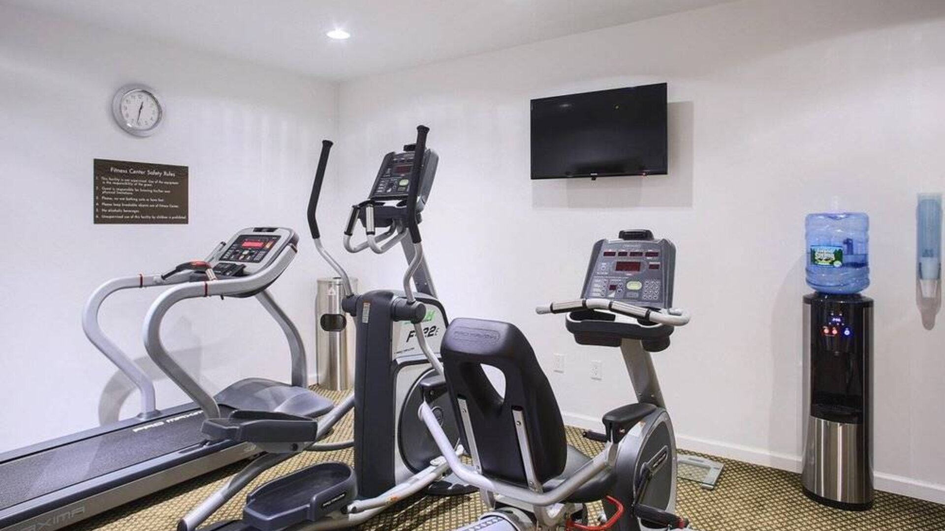 The Madison LES Hotel’s fitness center, with various exercise machinery/equipment.
