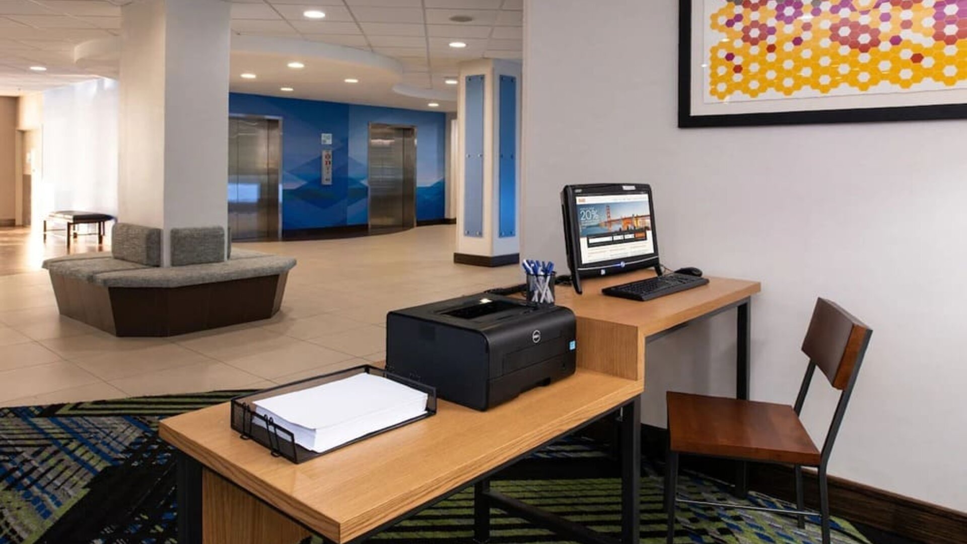 Dedicated business center with PC, internet, and printer at Holiday Inn Express Towson Baltimore N.