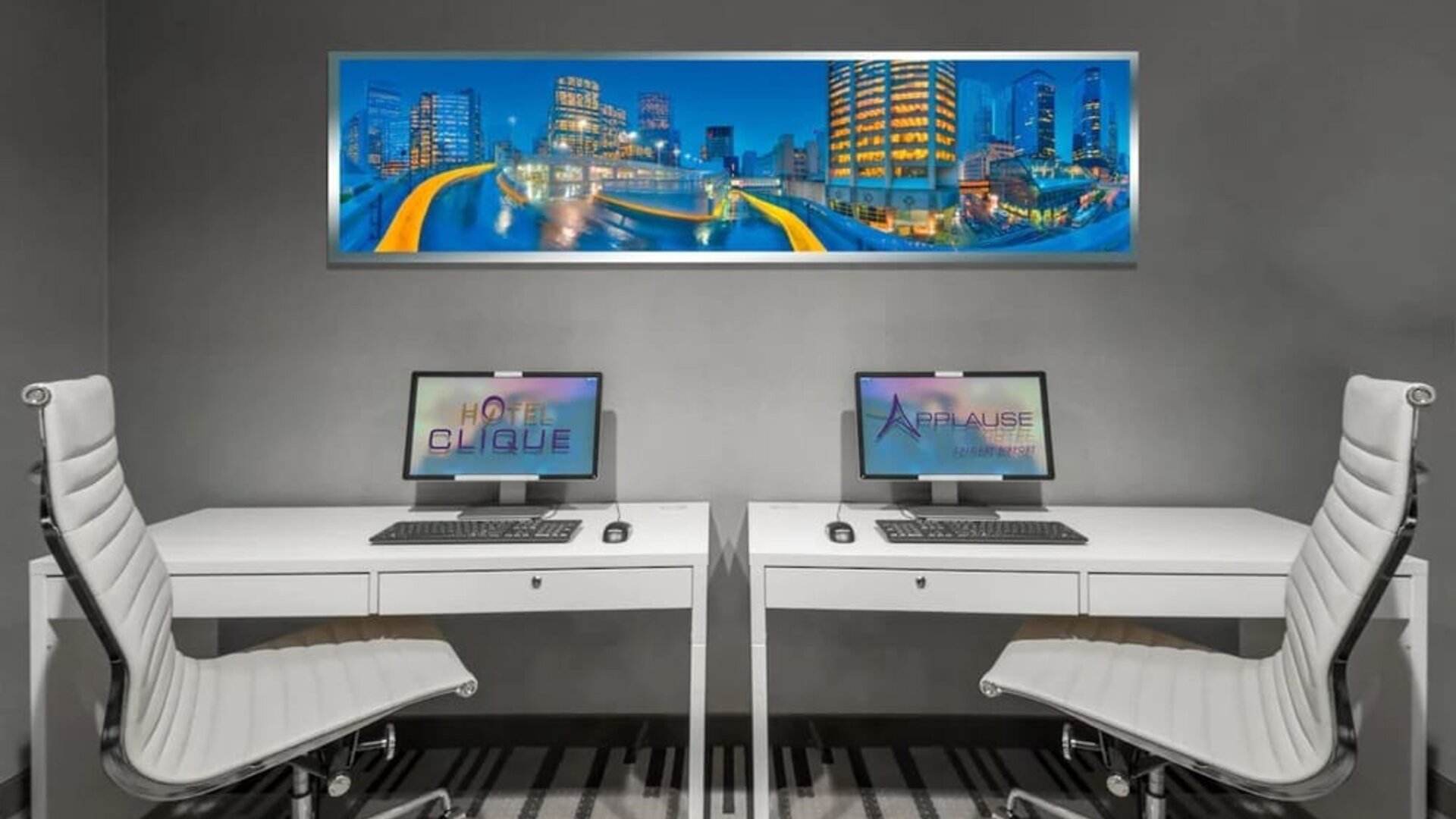 Dedicated business center with PC, internet, and printer at Hotel Clique Calgary Airport.