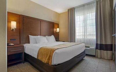 Comfortable king room at Comfort Suites Alexandria, LA.