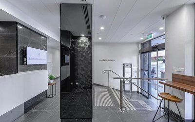 Lobby and coworking space at Hotel Kith.