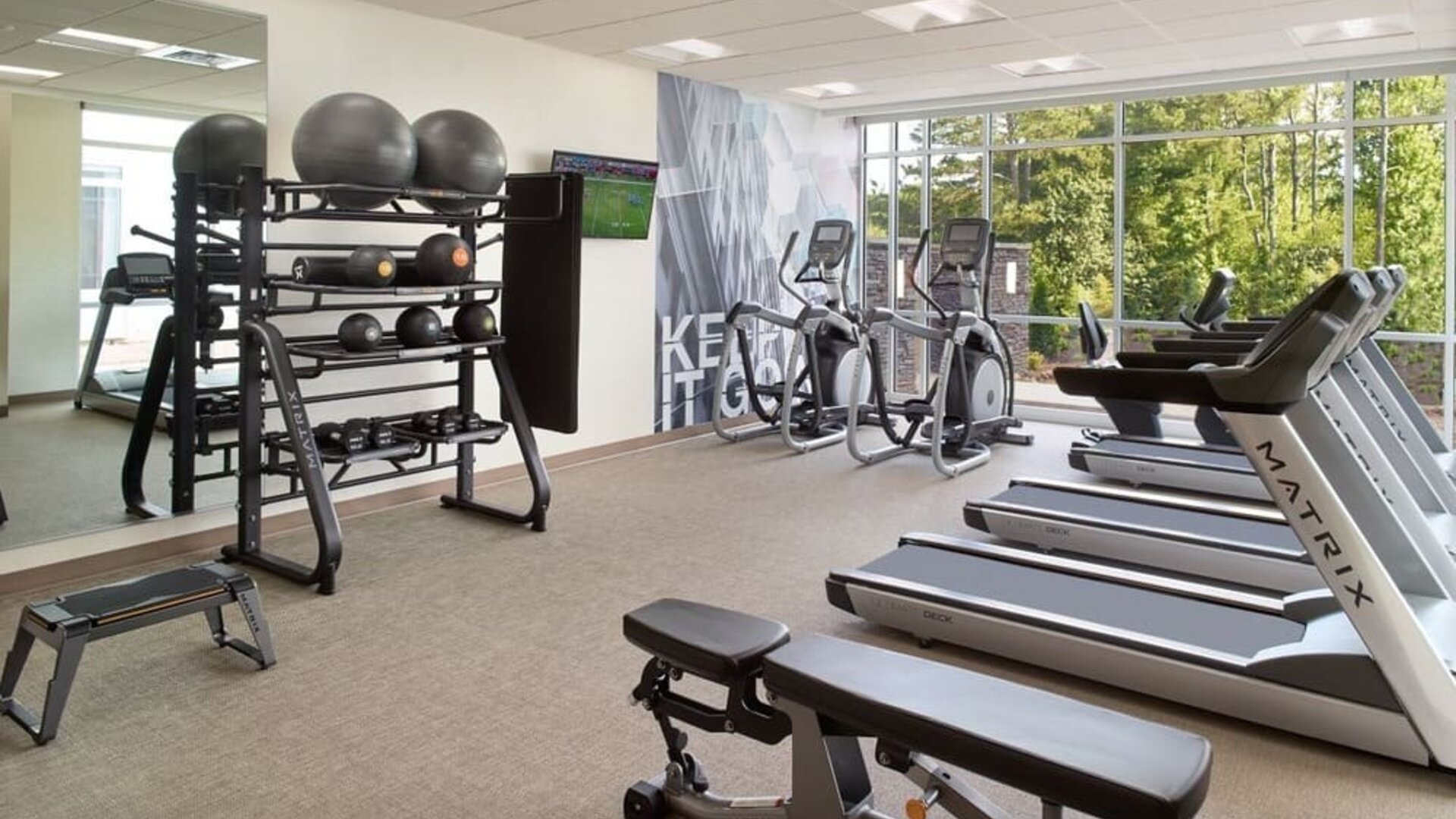 Well equipped fitness center at SpringHill Suites Atlanta Northwest.