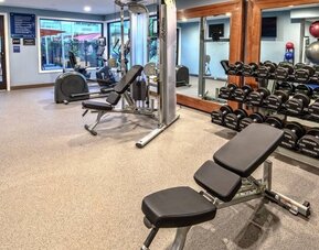 Well equipped fitness center at Hampton Inn Vallejo.
