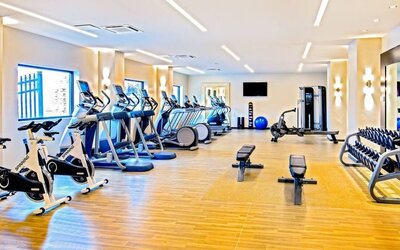 Well equipped fitness center at DoubleTree By Hilton Washington DC North/Gaithersburg.