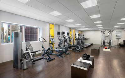 Equipped fitness center at M Social Hotel Times Square.