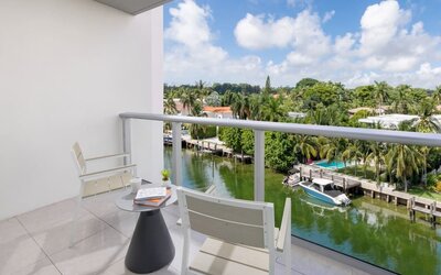 Dayrooms with beautiful outdoor terrace at The Altair Hotel Bay Harbor.