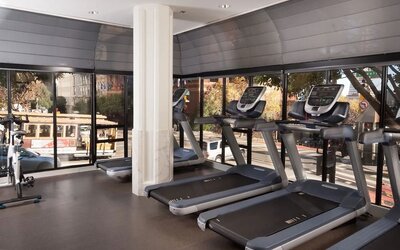 Well equipped fitness center with treadmills at Stanford Court San Francisco.