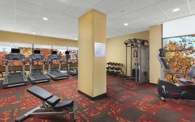 Well equipped fitness center at Courtyard Boston Cambridge.