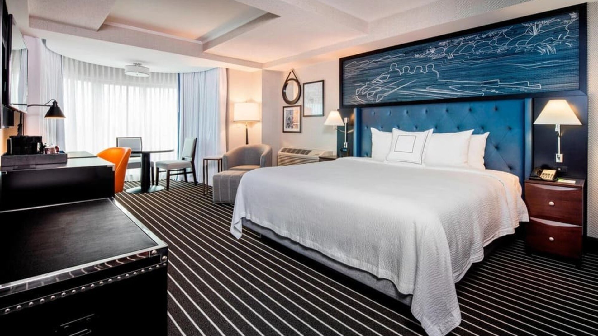 Delux king with workspace at Courtyard By Marriott Boston Brookline.