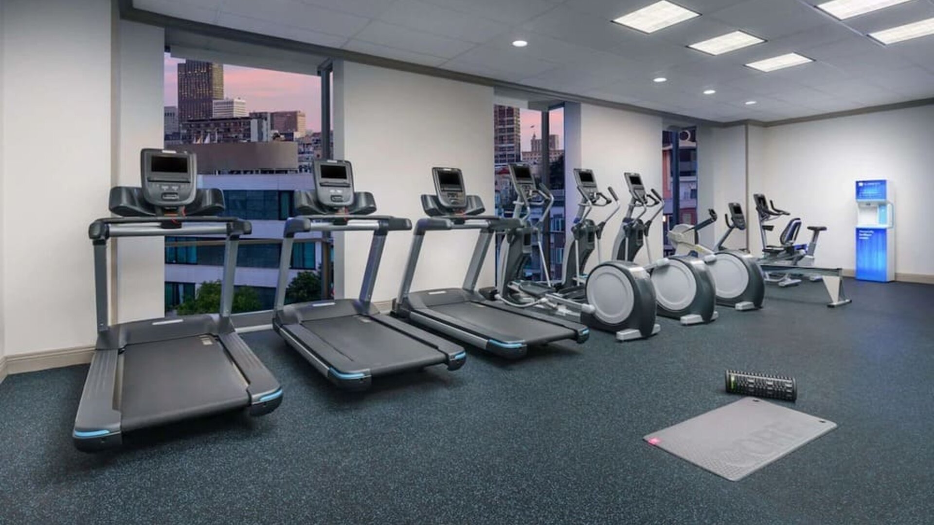 Well equipped fitness center at Hotel Caza.