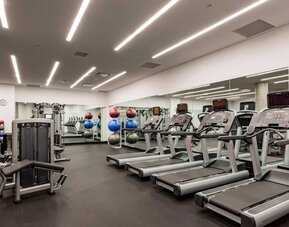 Fitness center available at Courtyard By Marriott Long Island City/New York Manhattan View.