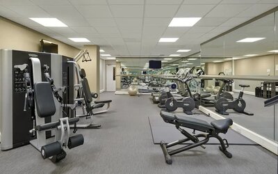 Well equipped fitness center at Hyatt Place London Heathrow Airport.