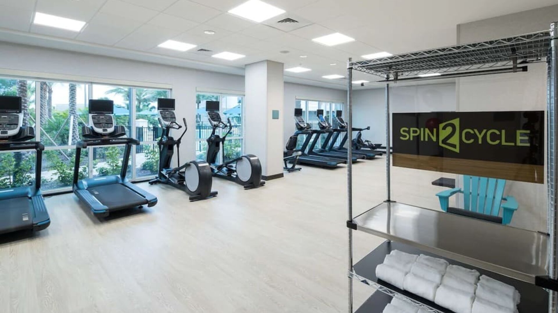 Fitness center available at Home2 Suites By Hilton Cape Canaveral Cruise Port.