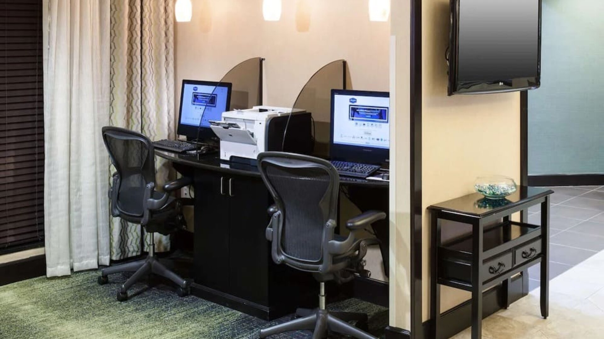 Business center with printer and PC at Hampton Inn & Suites Gainesville-Downtown.