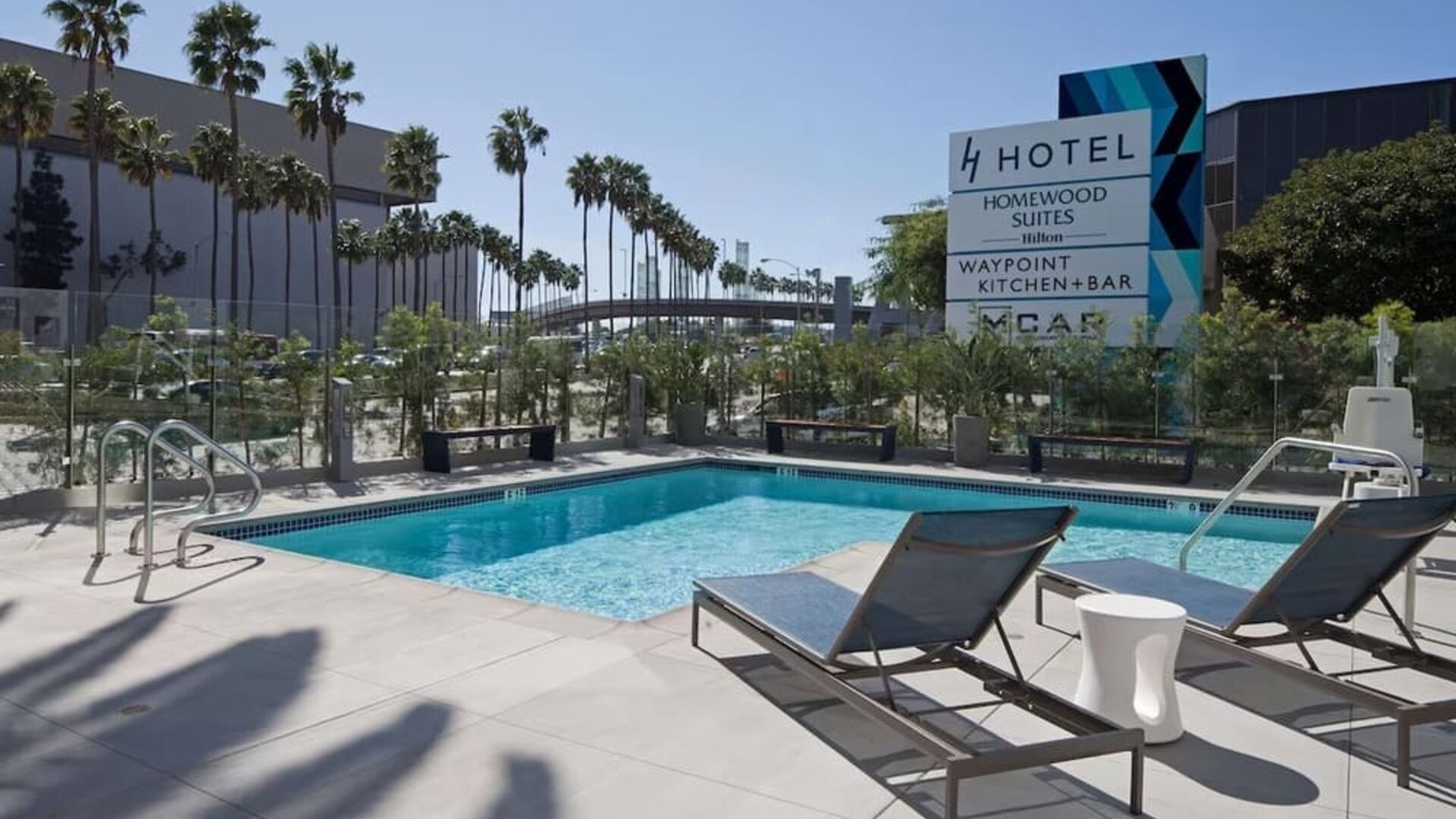 Stunning outdoor pool at H Hotel Los Angeles, Curio Collection By Hilton.