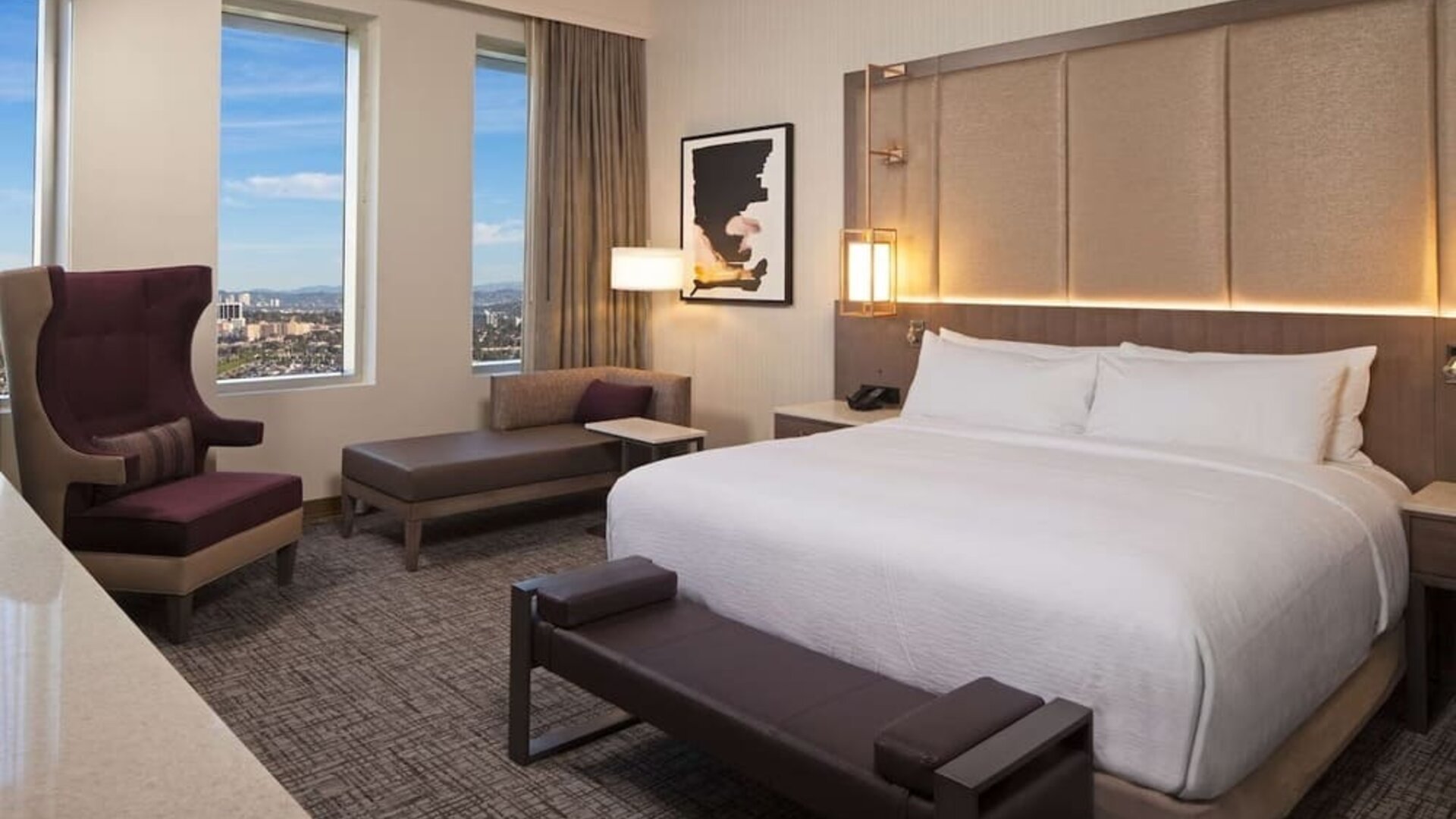 Spacious king room at H Hotel Los Angeles, Curio Collection By Hilton.