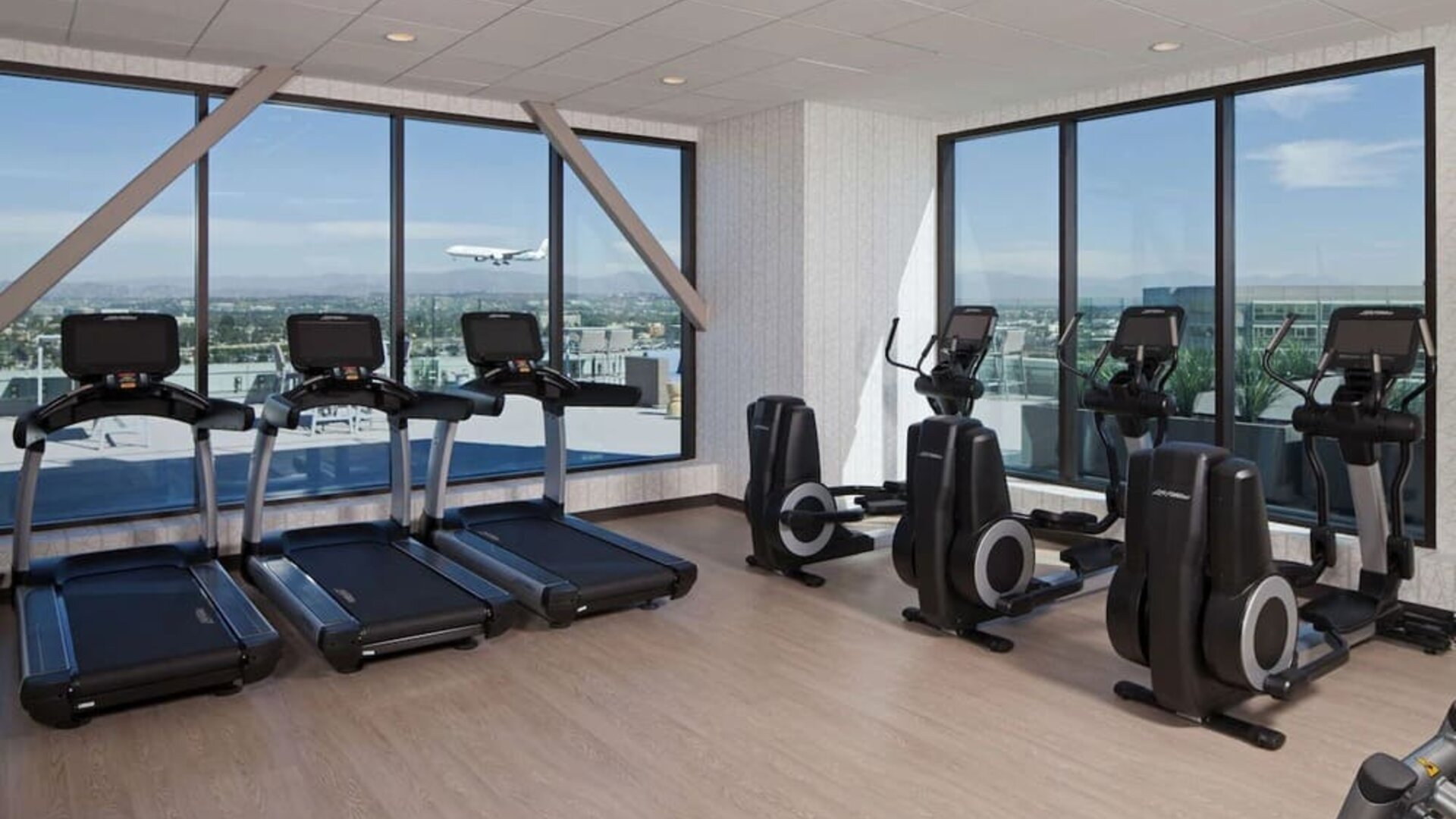 Equipped fitenss center at H Hotel Los Angeles, Curio Collection By Hilton.