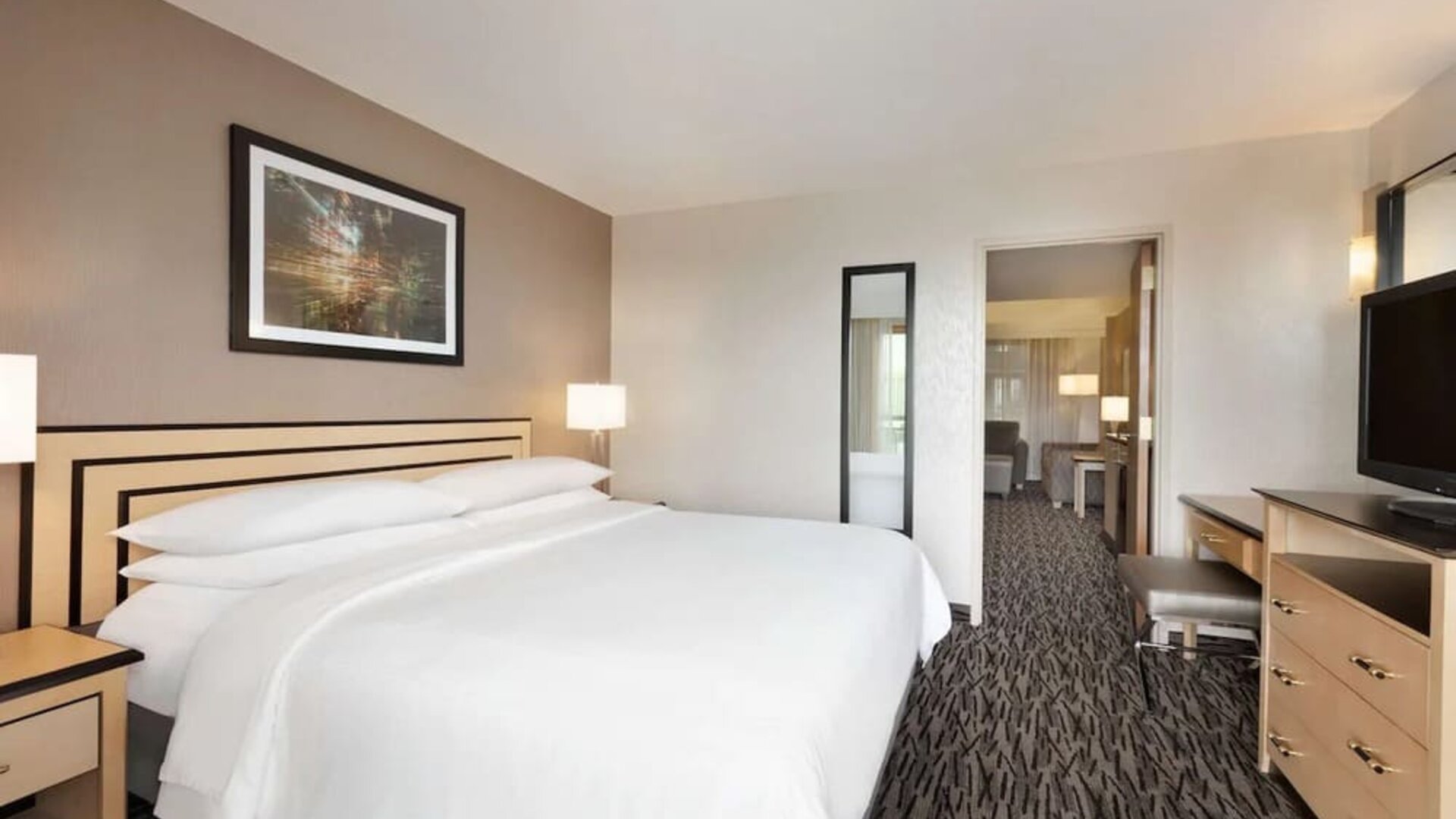 Delux king with natural light at Embassy Suites By Hilton Convention Center Las Vegas.