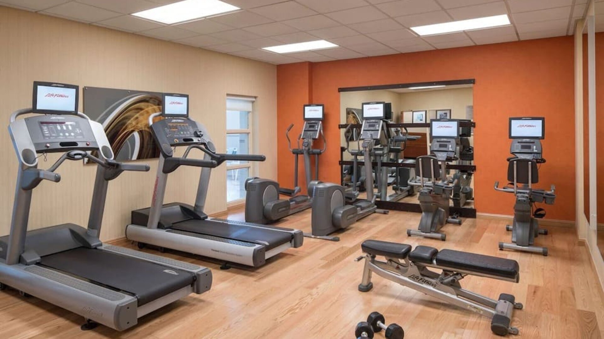Equipped fitness center at Sonesta Emeryville - San Francisco Bay Bridge.