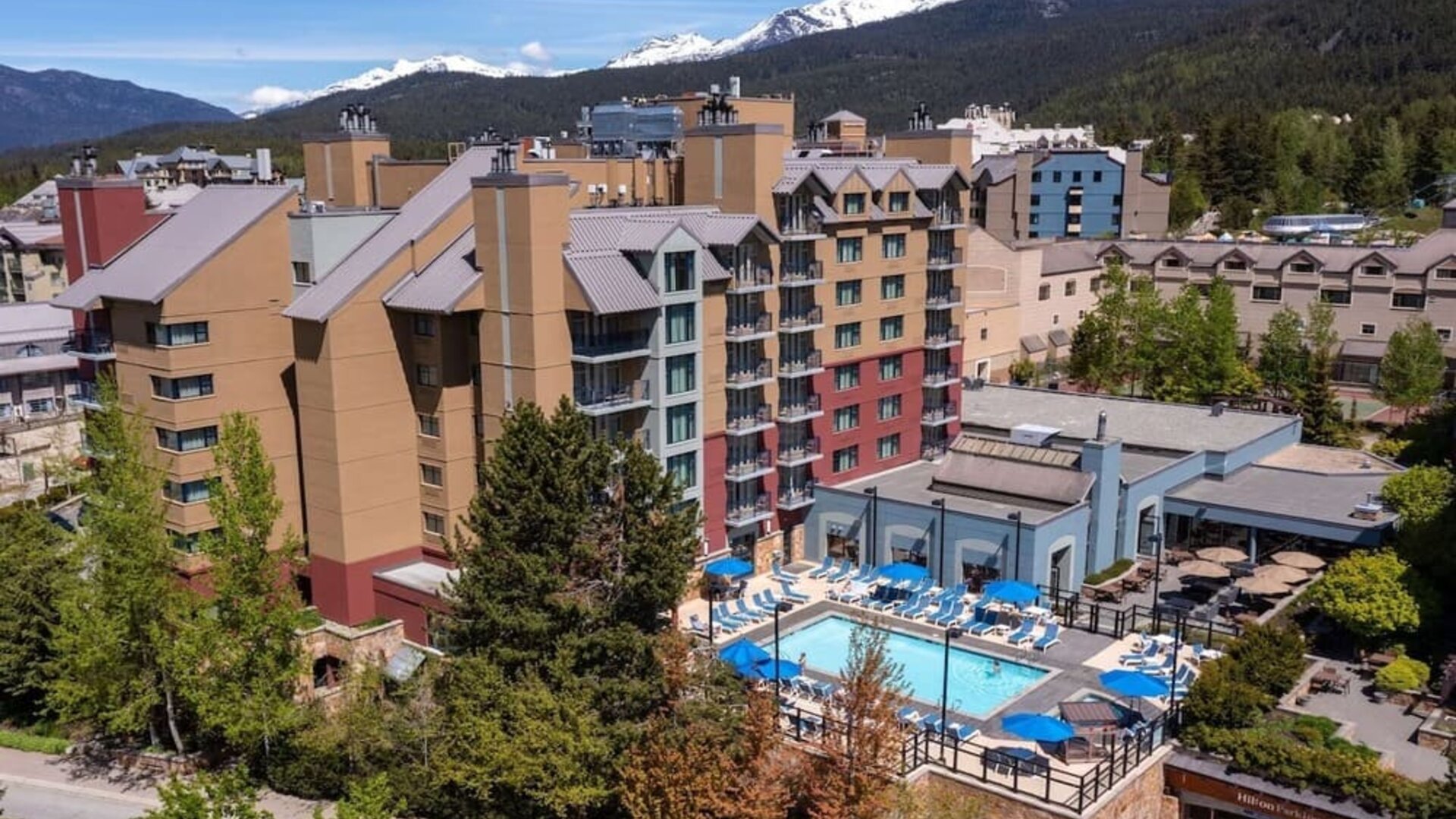 Stunning outdoor pool at Hilton Whistler Resort & Spa.