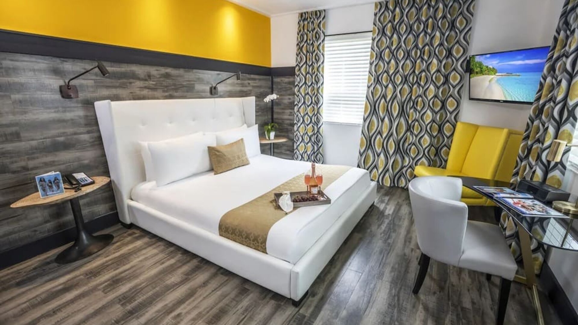 Delux king room with work desk at Catalina Hotel & Beach Club.