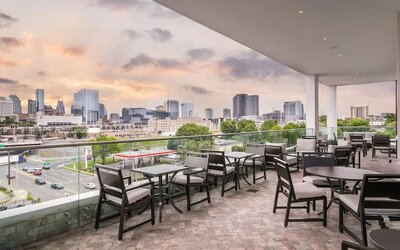 Seats in rooftop perfect for coworking at TownePlace Suites Nashville Midtown.