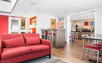 Lobby lounge with comfortable seating at Comfort Inn Truro.