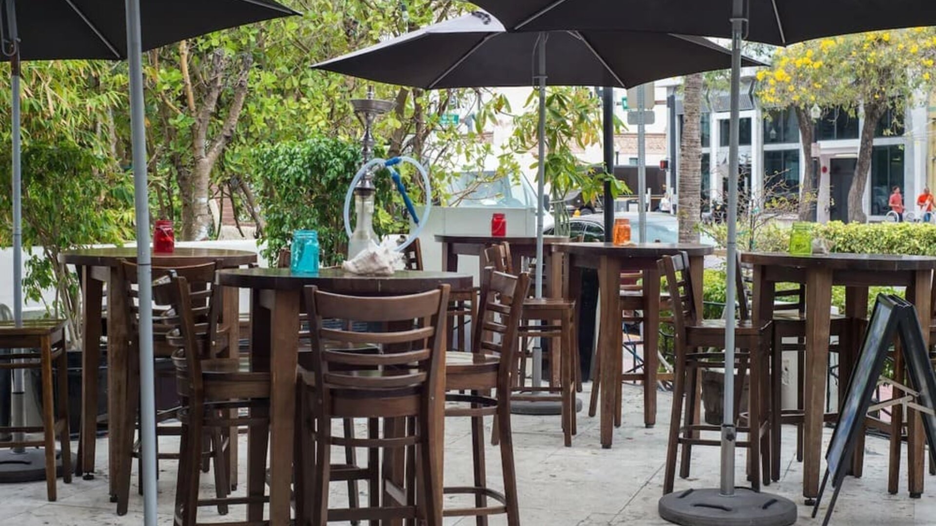 Hotel terrace with seating area at Hotel Chelsea, A South Beach Group Hotel.