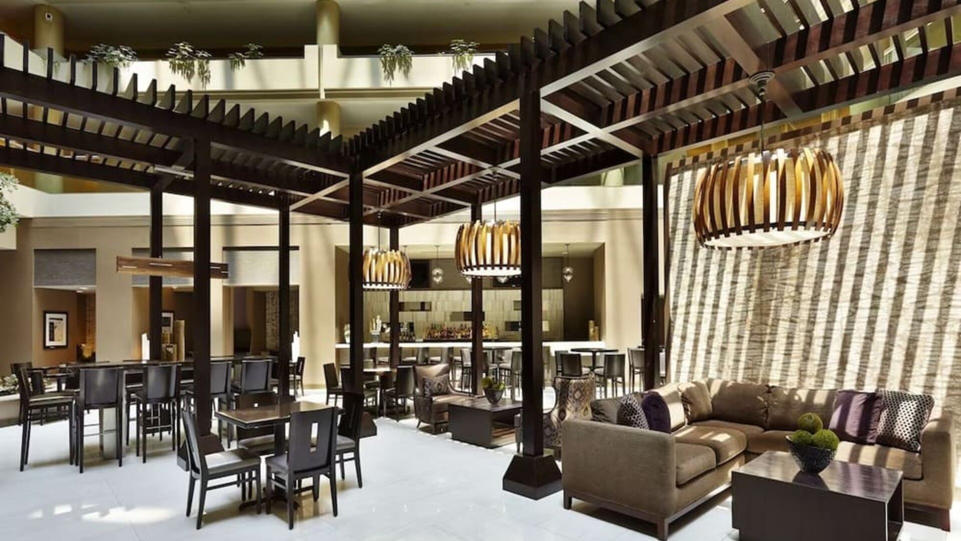 Dining area perfect for coworking at Embassy Suites By Hilton, Crystal City National Airport.